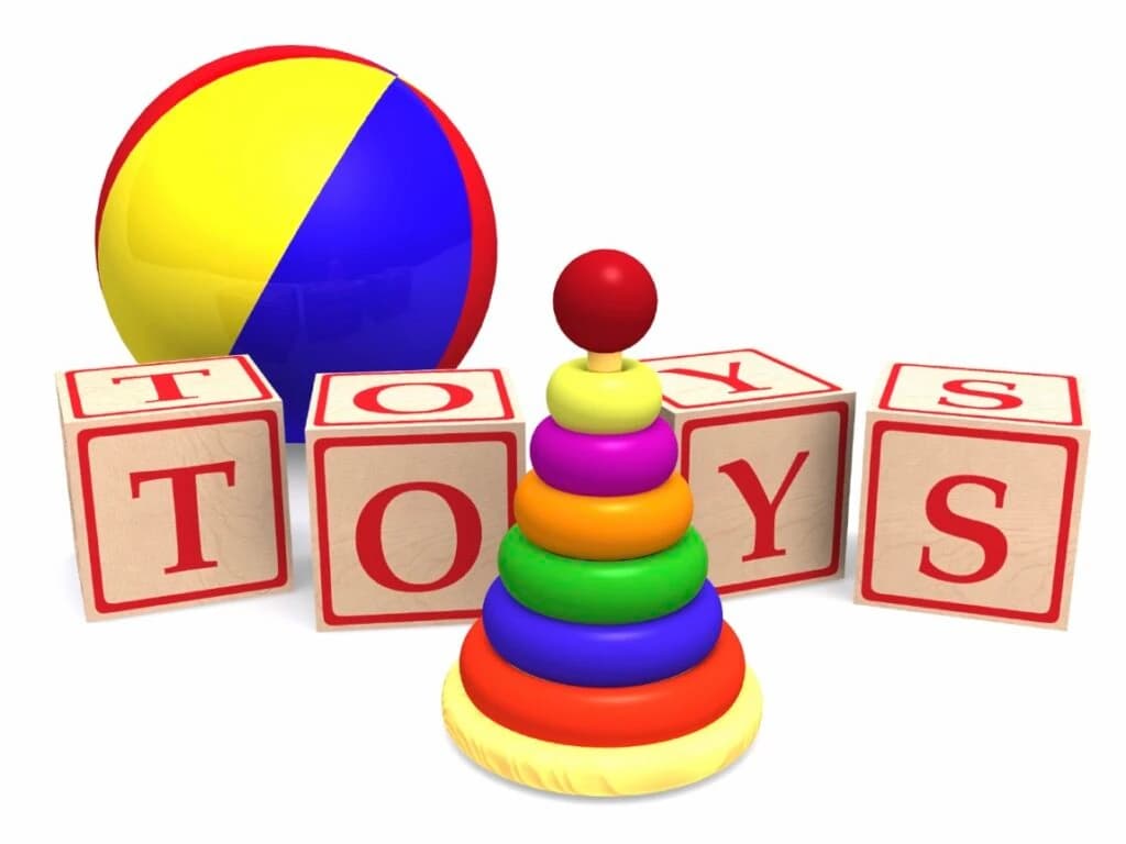 Zabawki oraz napis "TOYS"