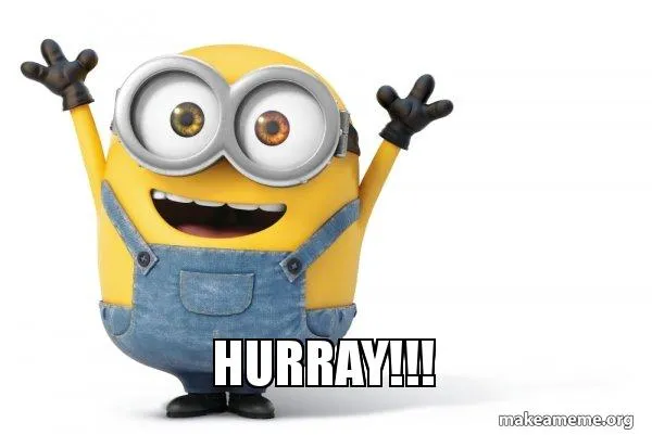 Obraz przedstawia minionka krzyczącego "Hurray!!!"